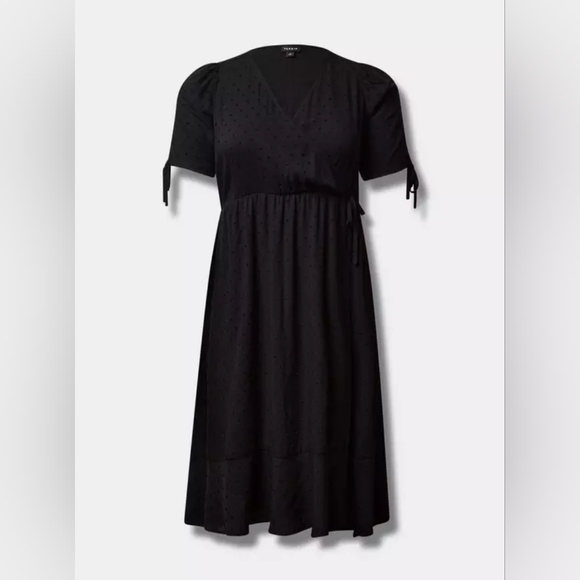 Torrid Midi Swiss Linen Surplice Dress Sz 0X - Picture 6 of 6